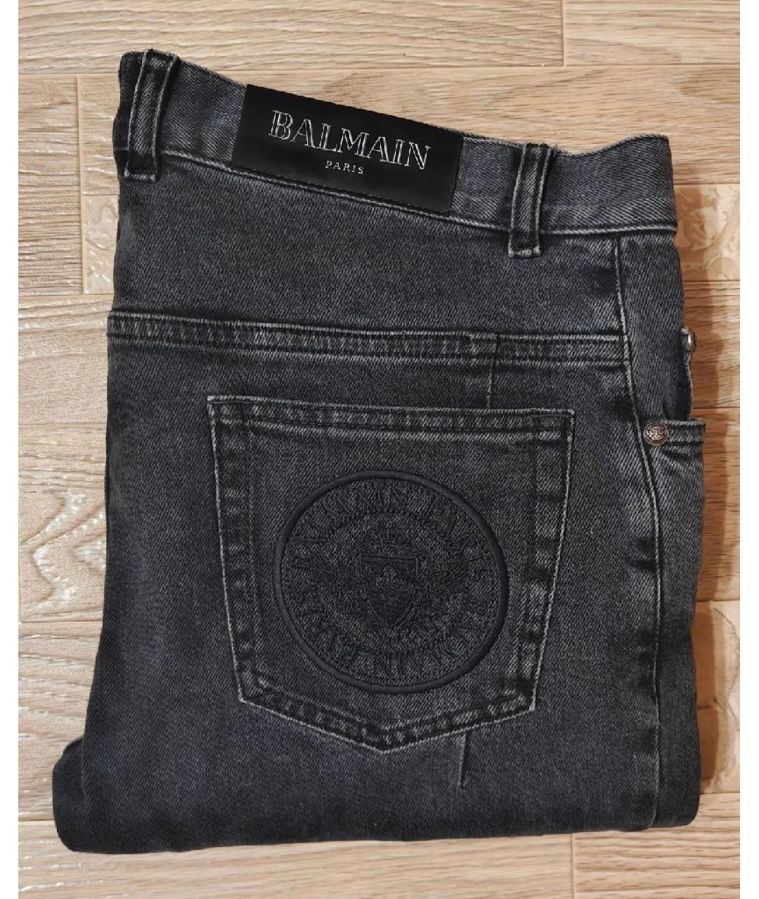 BALMAIN Антрацитовые хлопко-эластановые джинсы скинни, фото 3