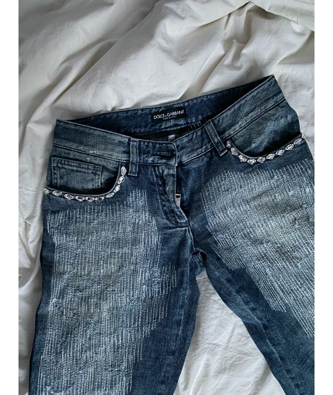 DOLCE & GABBANA VINTAGE Синие хлопковые прямые джинсы, фото 8