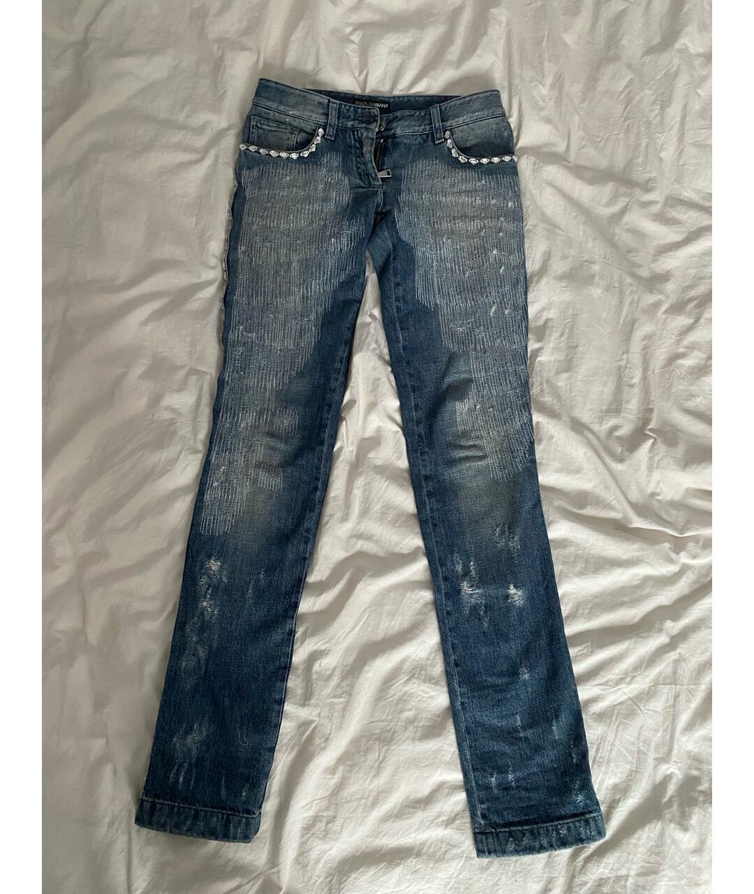DOLCE & GABBANA VINTAGE Синие хлопковые прямые джинсы, фото 9