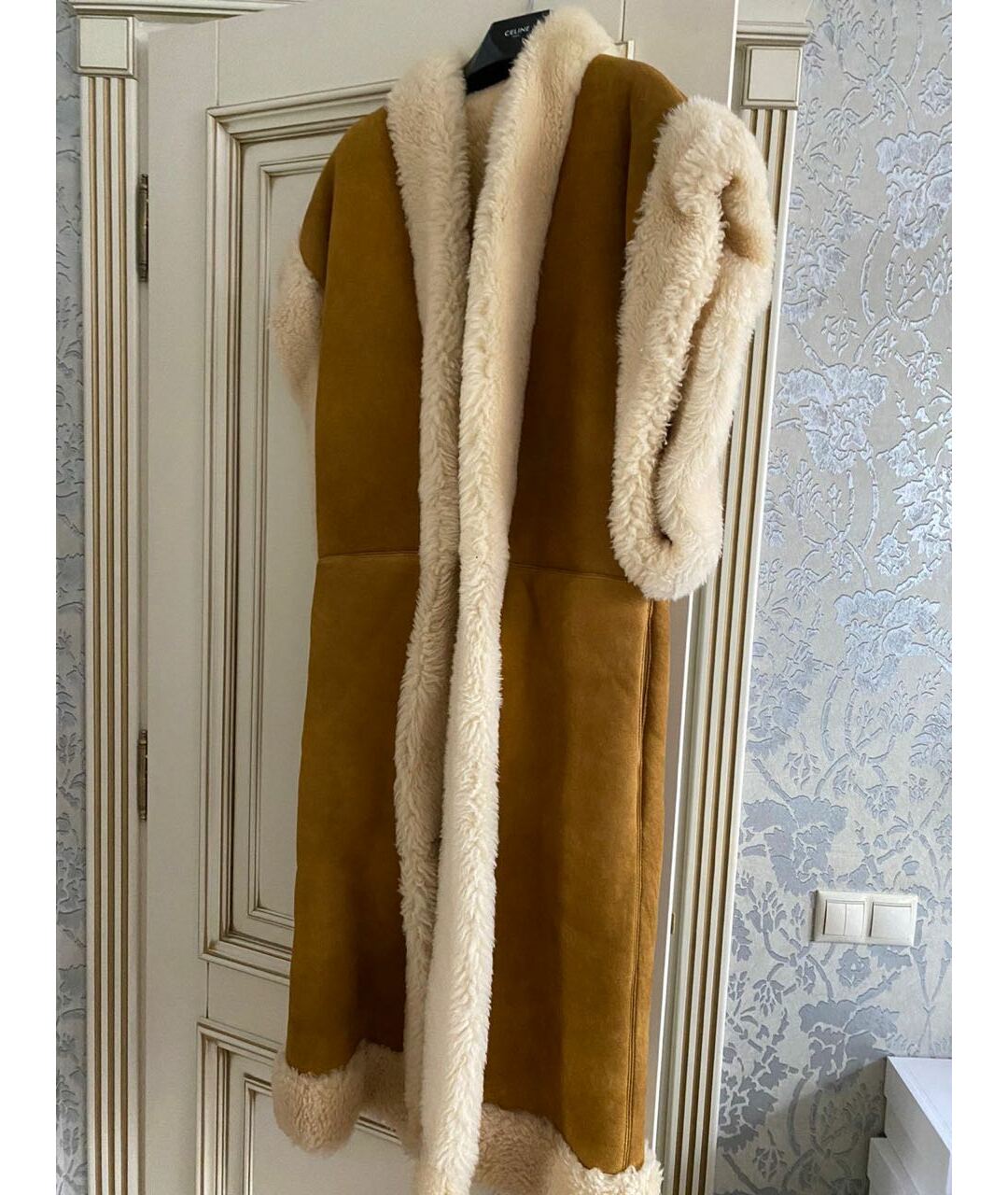 CELINE PRE-OWNED Горчичная меховая дубленка, фото 2