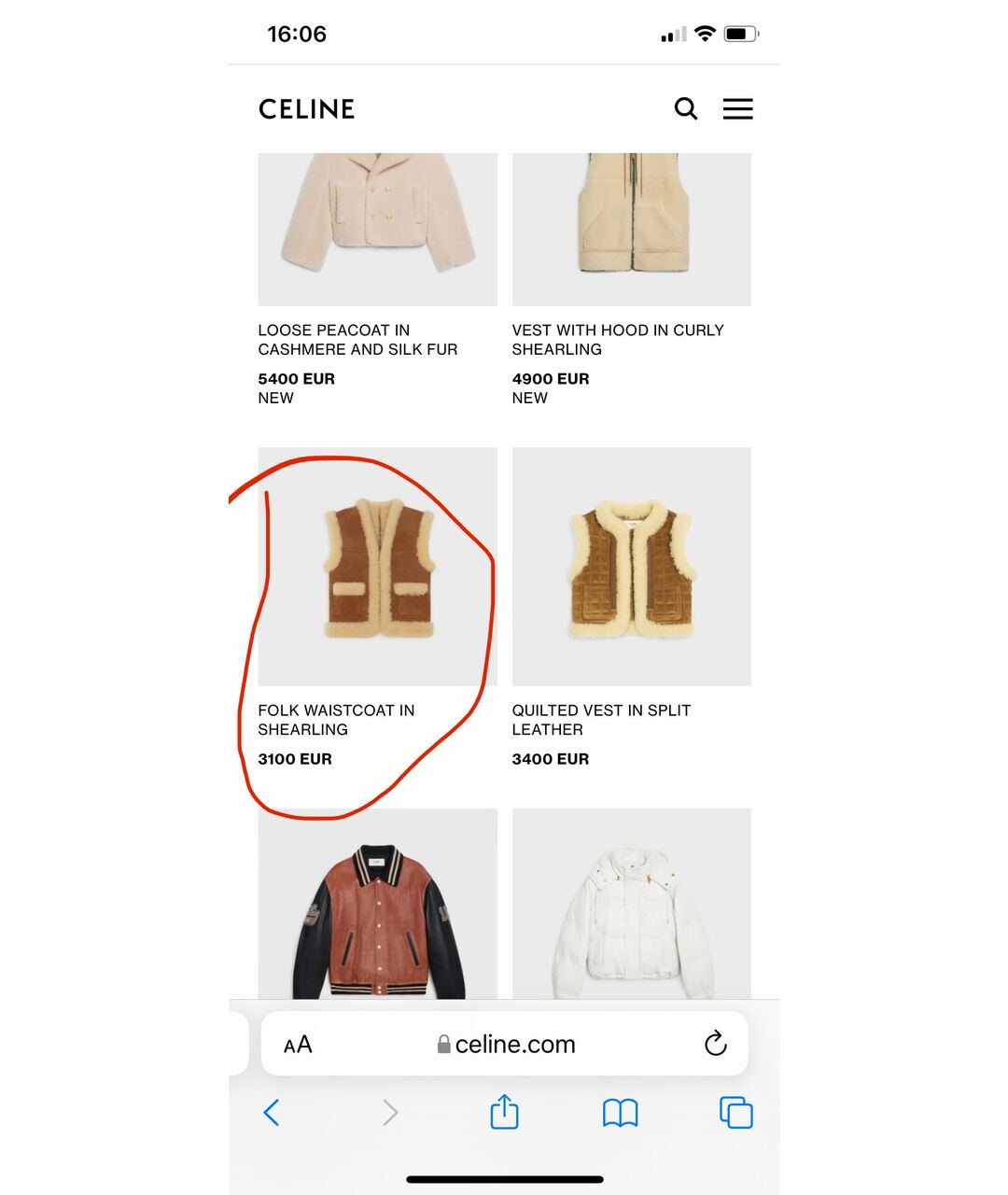 CELINE PRE-OWNED Горчичная меховая дубленка, фото 5