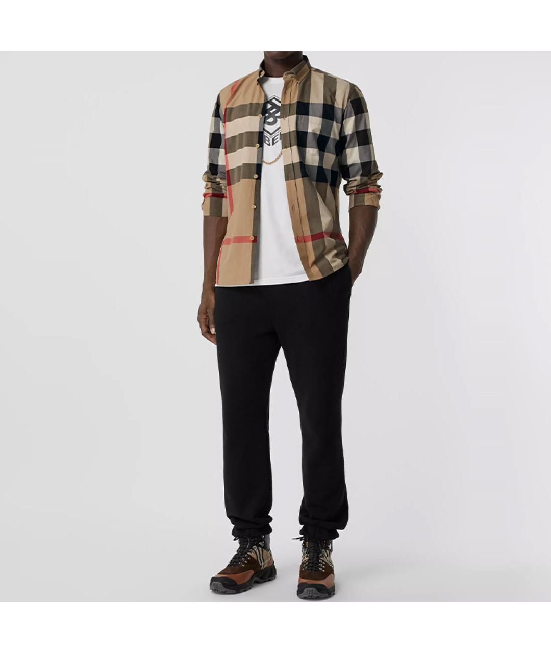 BURBERRY Бежевая хлопковая классическая рубашка, фото 4