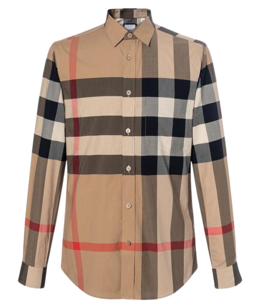 BURBERRY Бежевая хлопковая классическая рубашка, фото 1