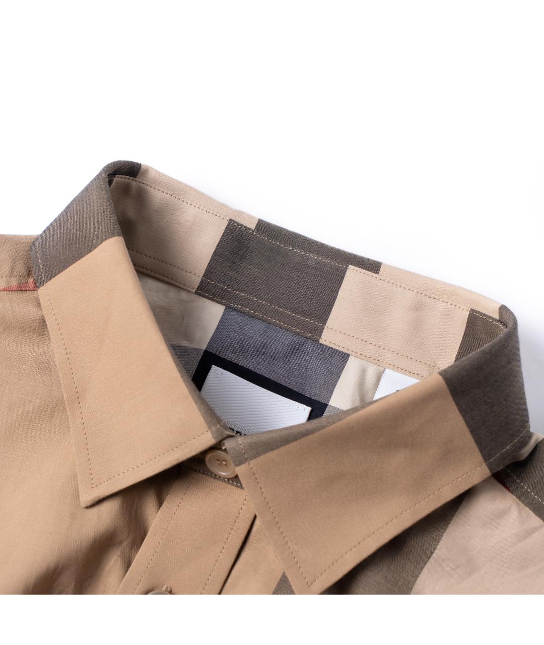 BURBERRY Бежевая хлопковая классическая рубашка, фото 3