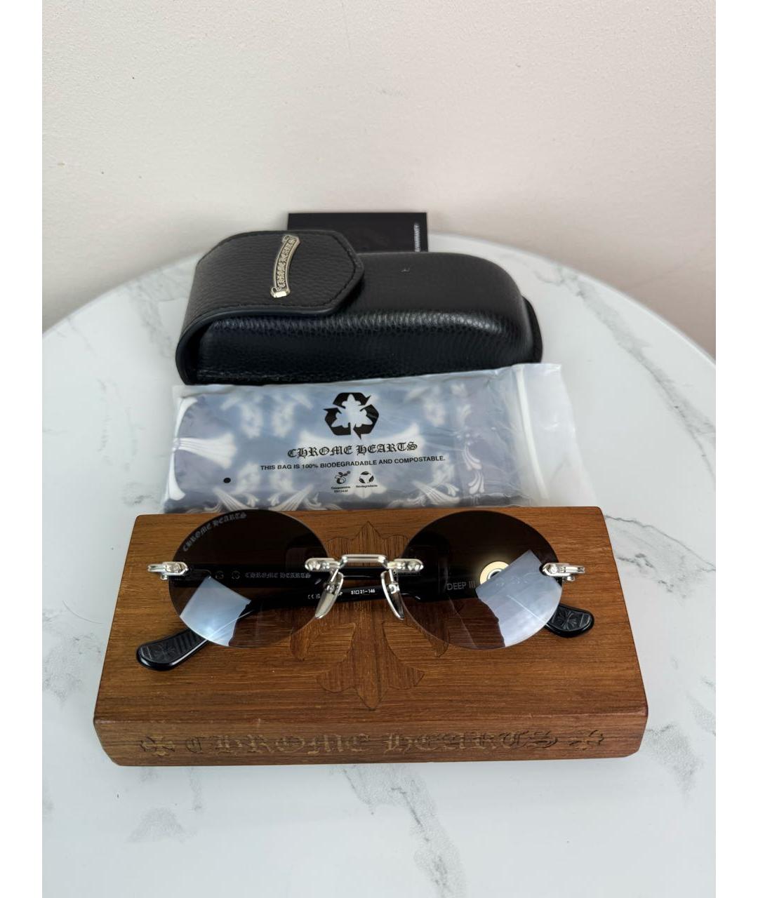 CHROME HEARTS Черные пластиковые солнцезащитные очки, фото 7