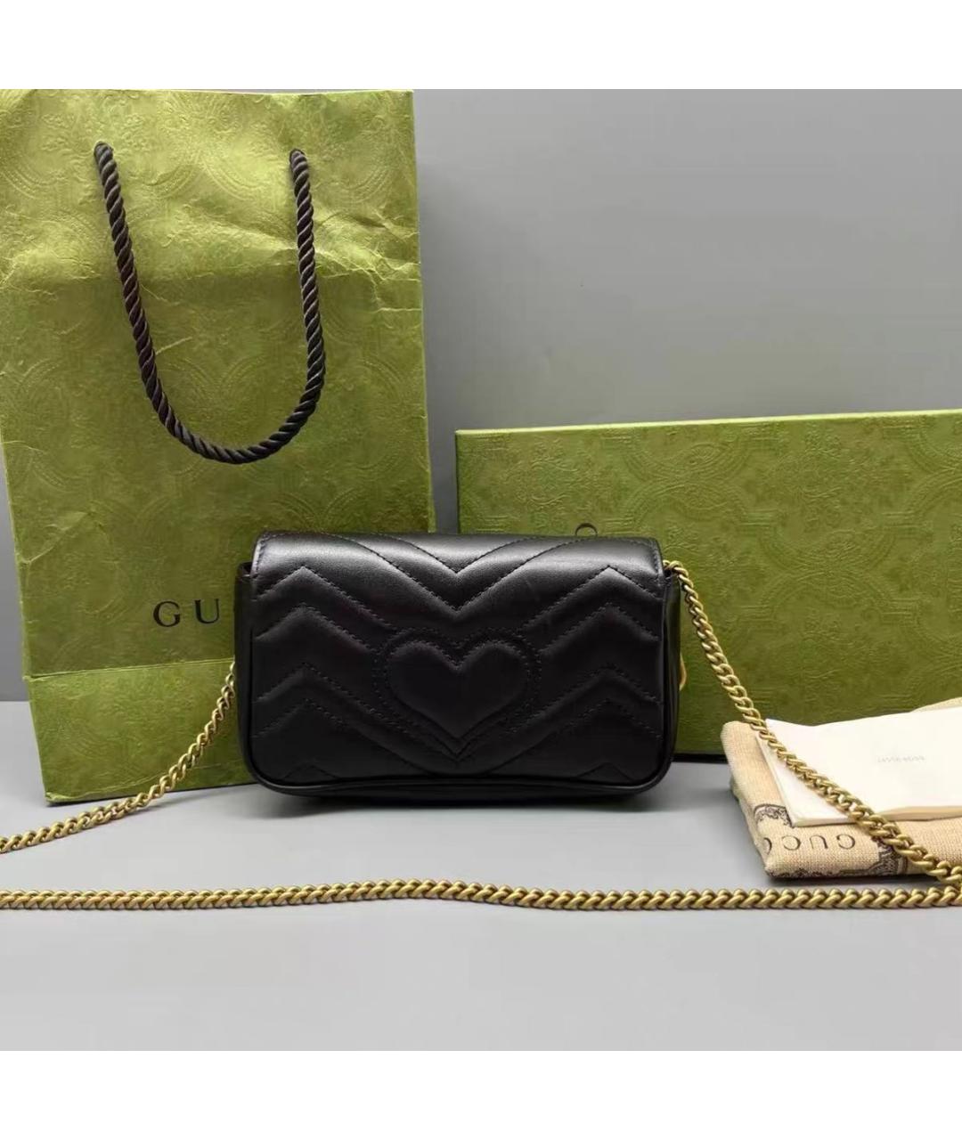 GUCCI Черная кожаная сумка тоут, фото 3