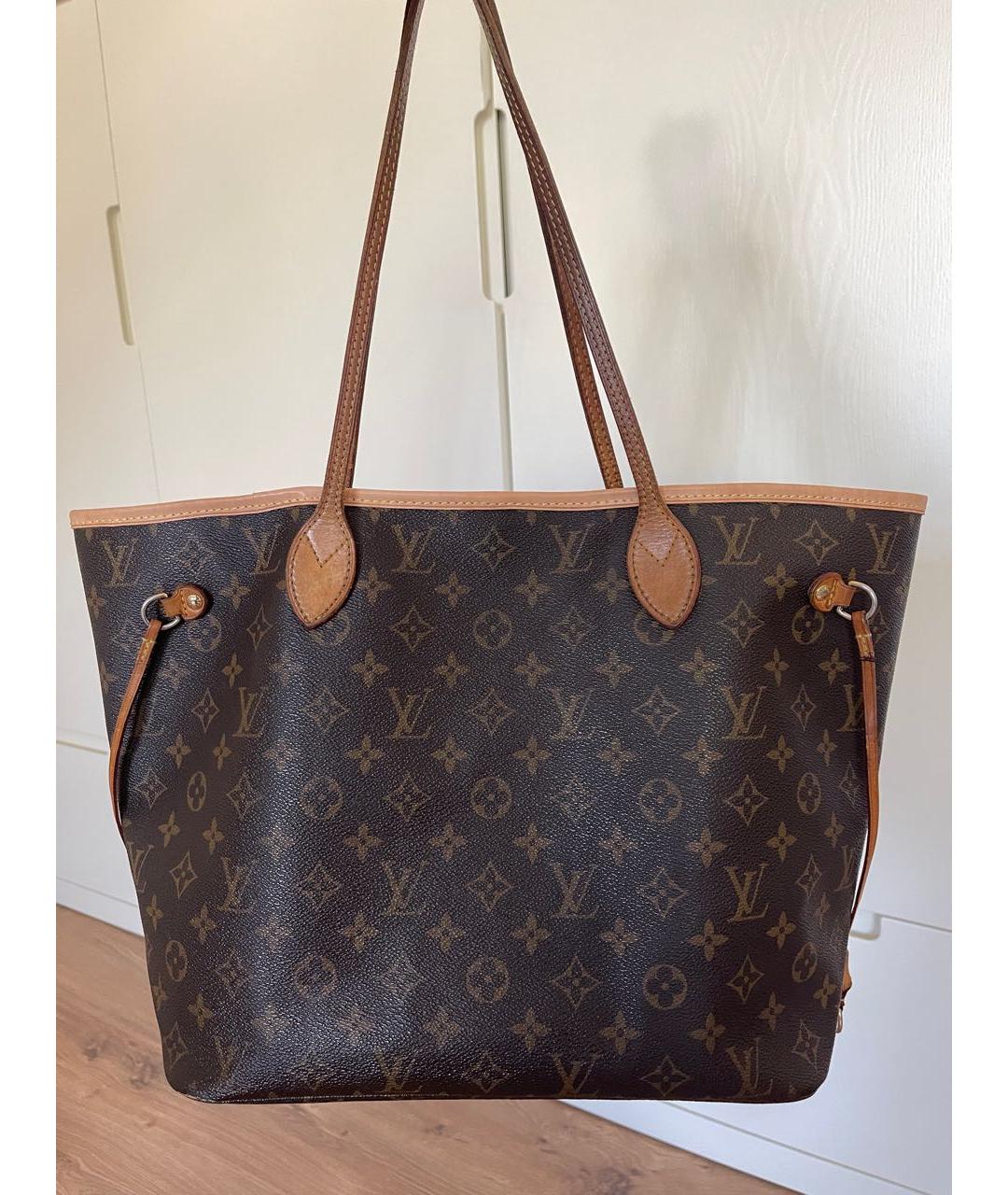 LOUIS VUITTON Коричневая кожаная сумка тоут, фото 8