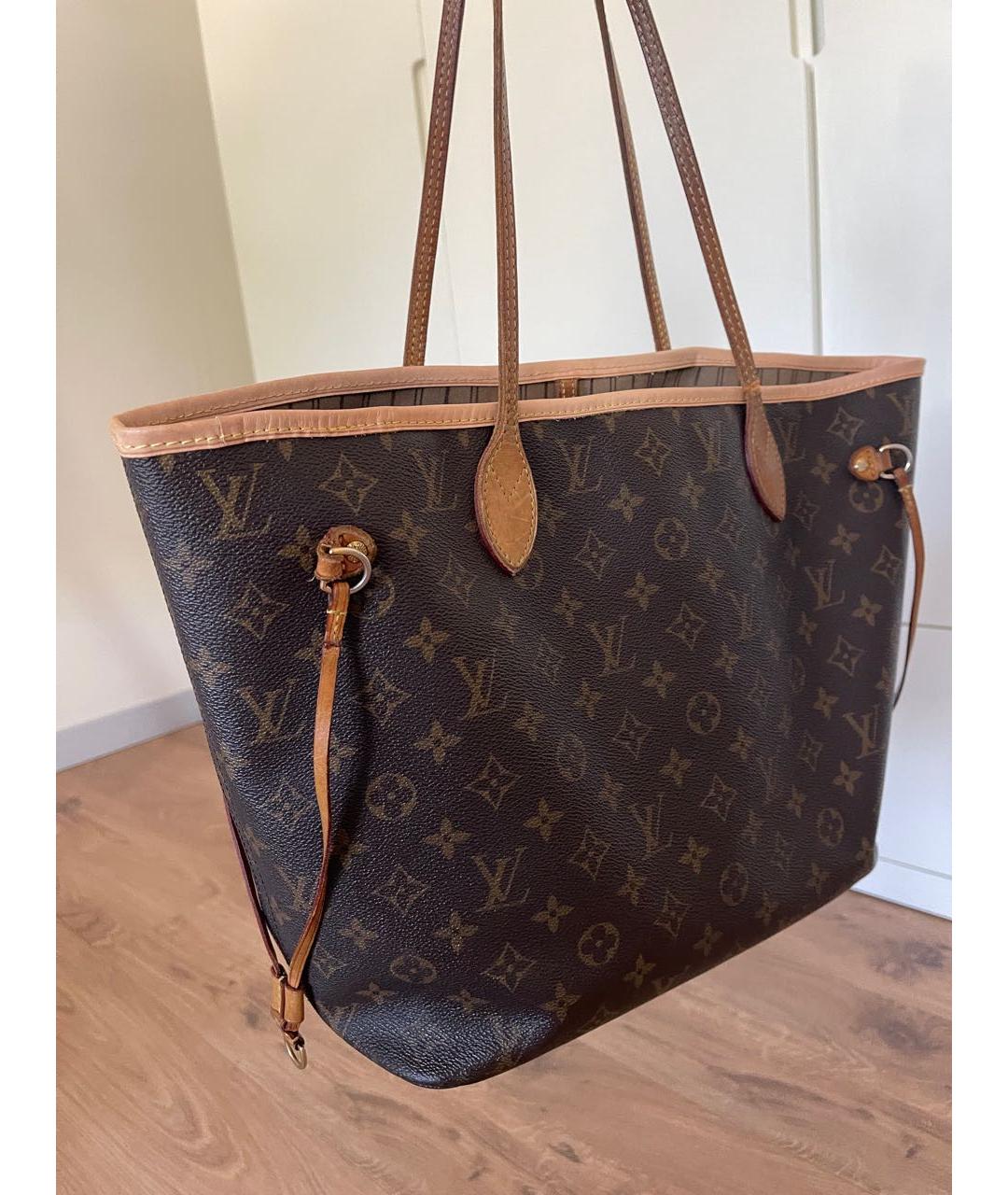 LOUIS VUITTON Коричневая кожаная сумка тоут, фото 2