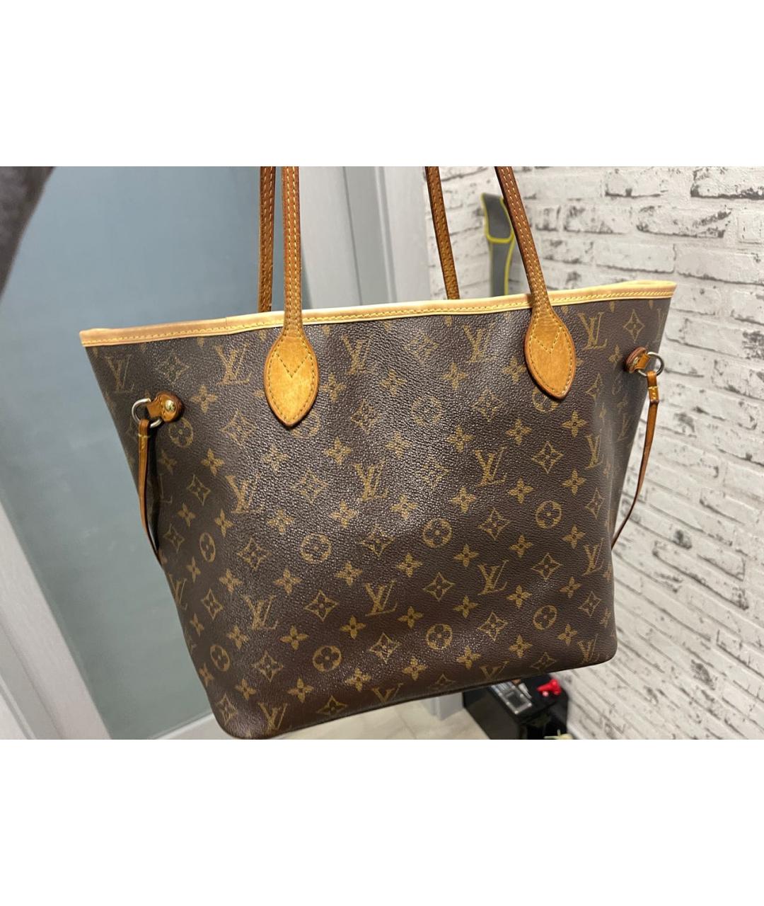 LOUIS VUITTON Коричневая кожаная сумка тоут, фото 3