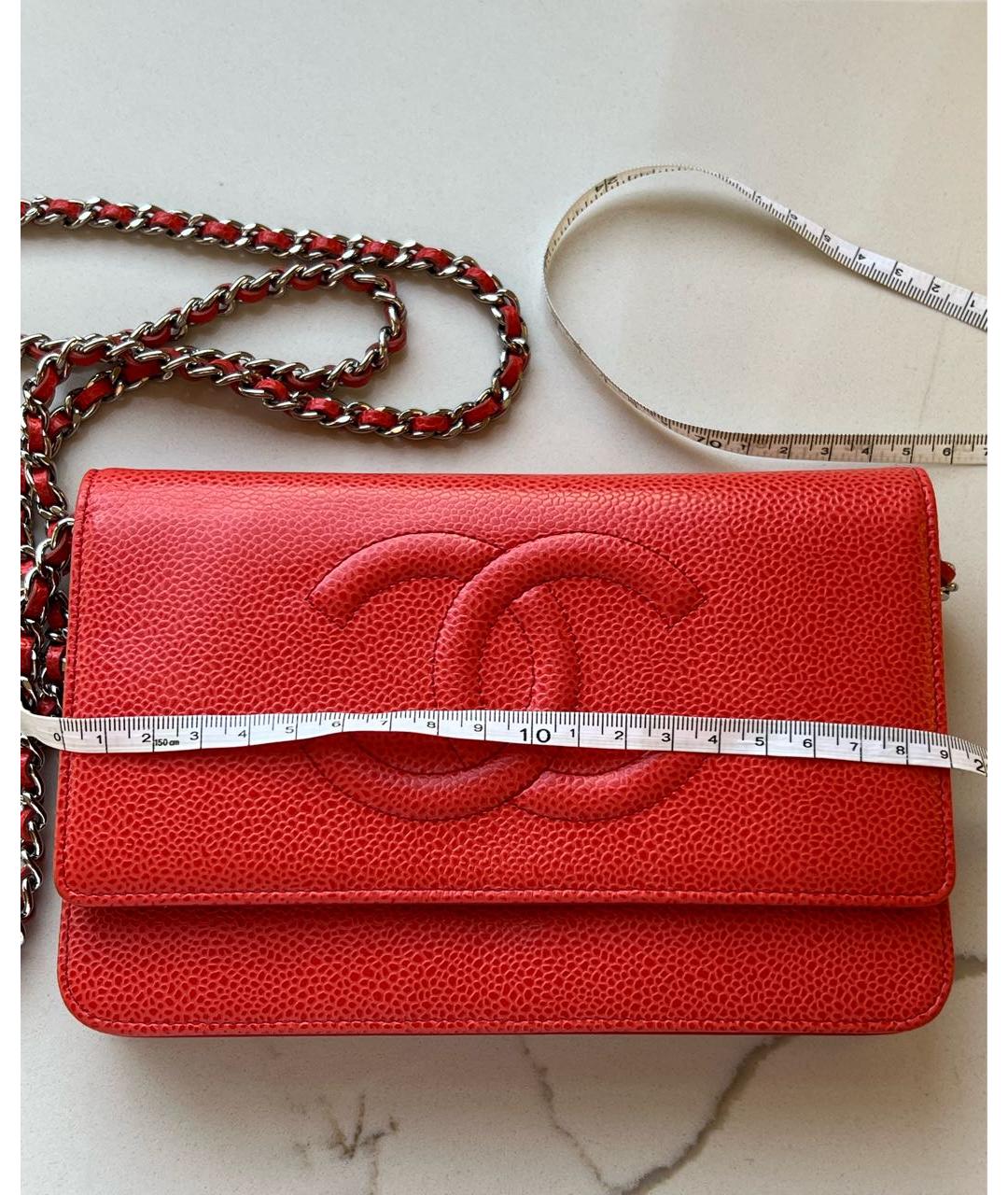 CHANEL Коралловая кожаная сумка через плечо, фото 5