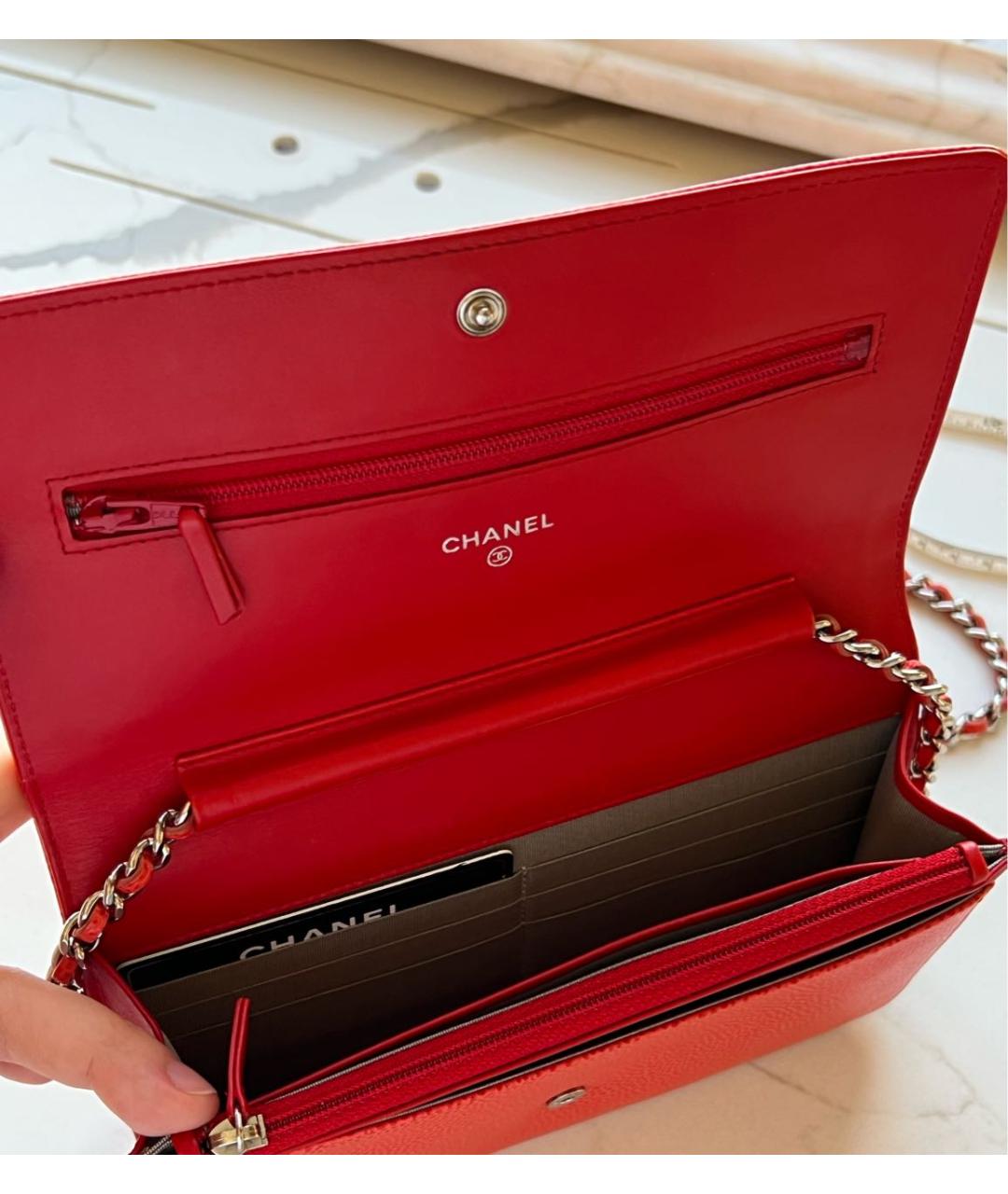 CHANEL Коралловая кожаная сумка через плечо, фото 4