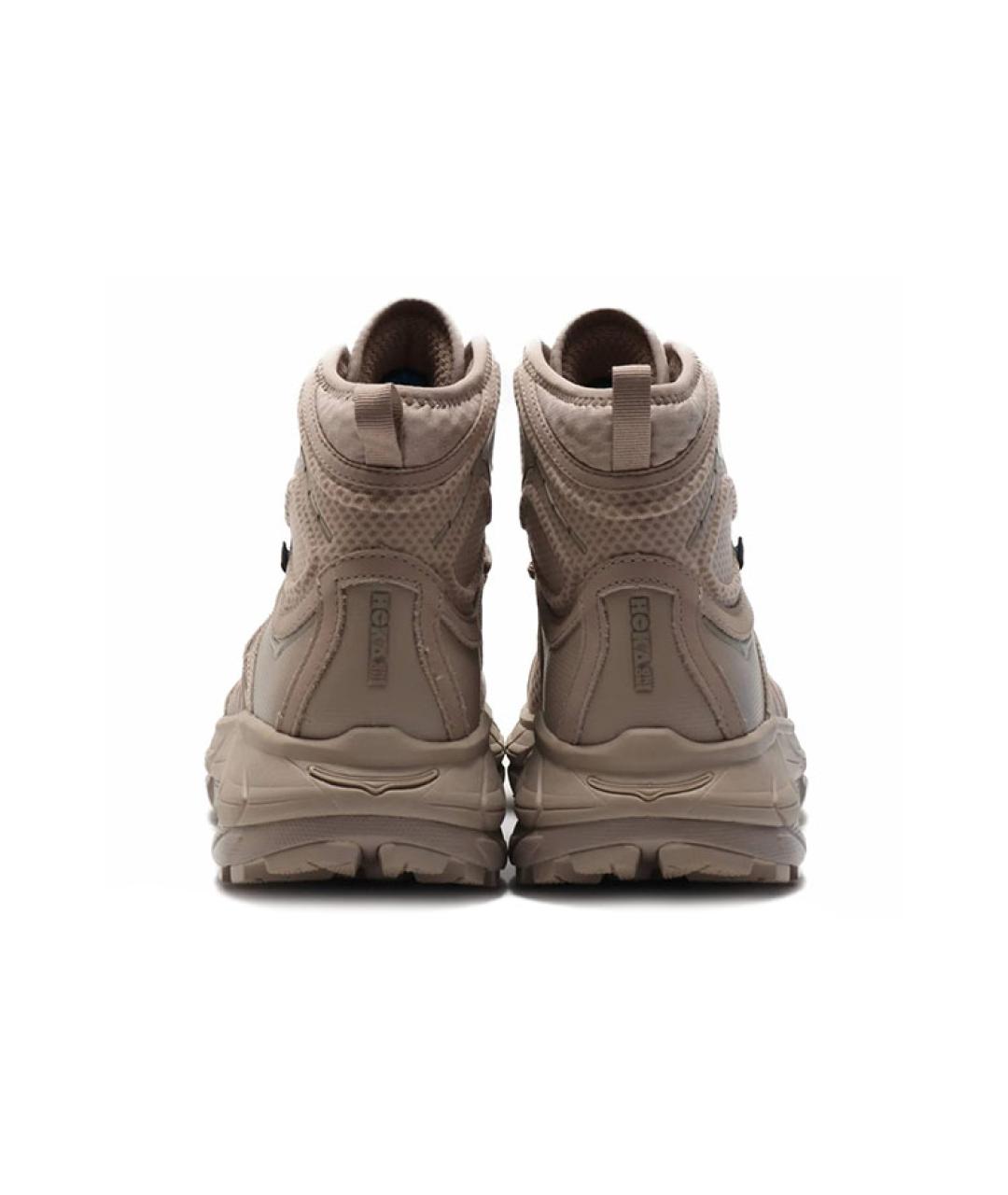 HOKA Бежевые кожаные высокие ботинки, фото 5