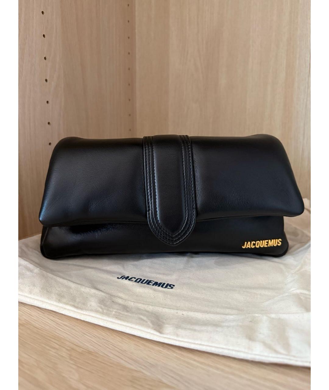 JACQUEMUS Черная кожаная сумка через плечо, фото 2