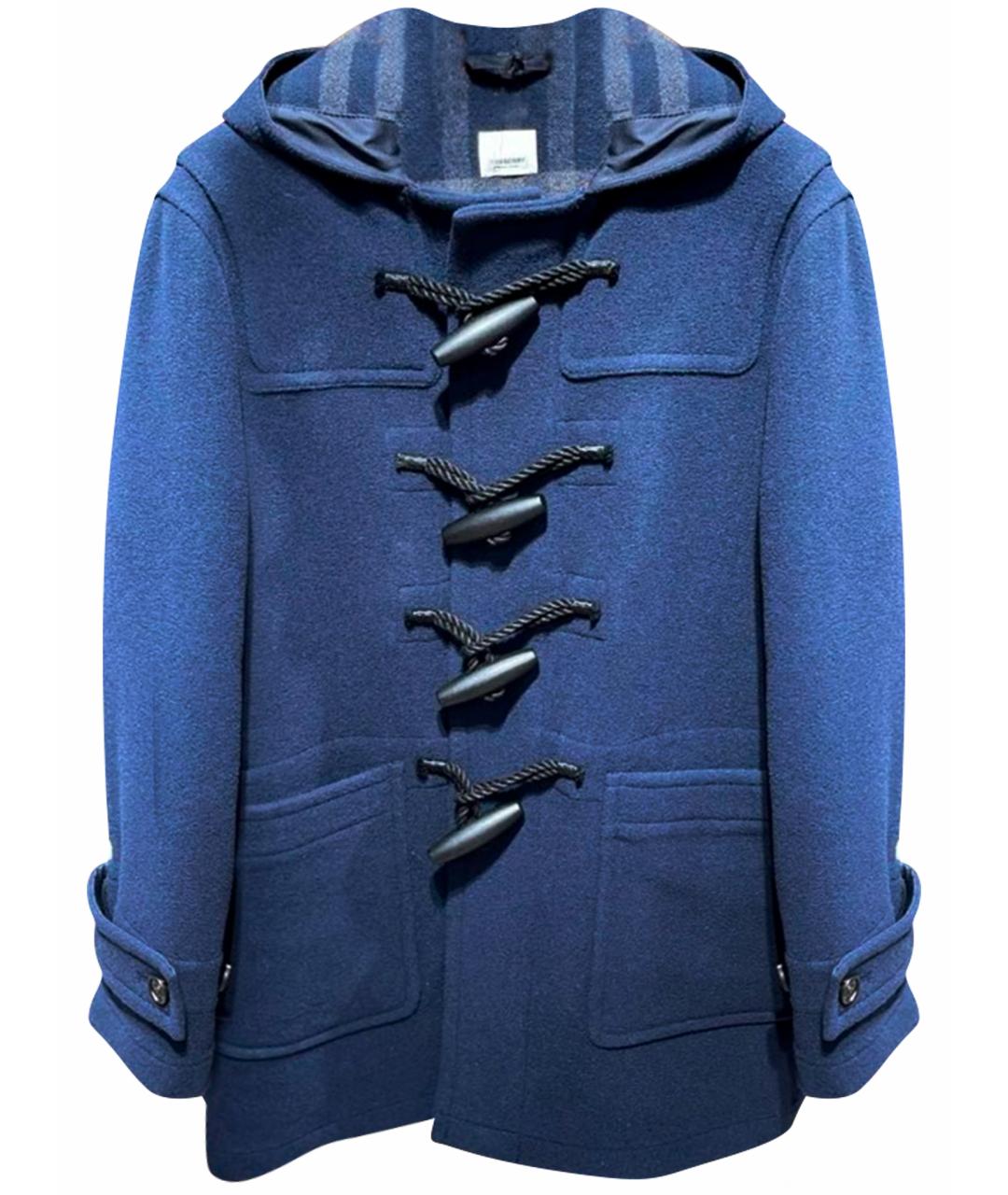 BURBERRY Темно-синее шерстяное пальто, фото 1