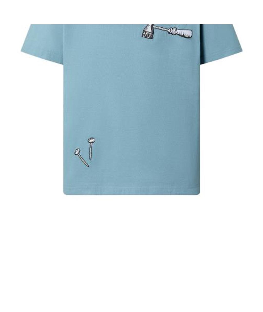 LOUIS VUITTON Голубая хлопковая футболка, фото 6