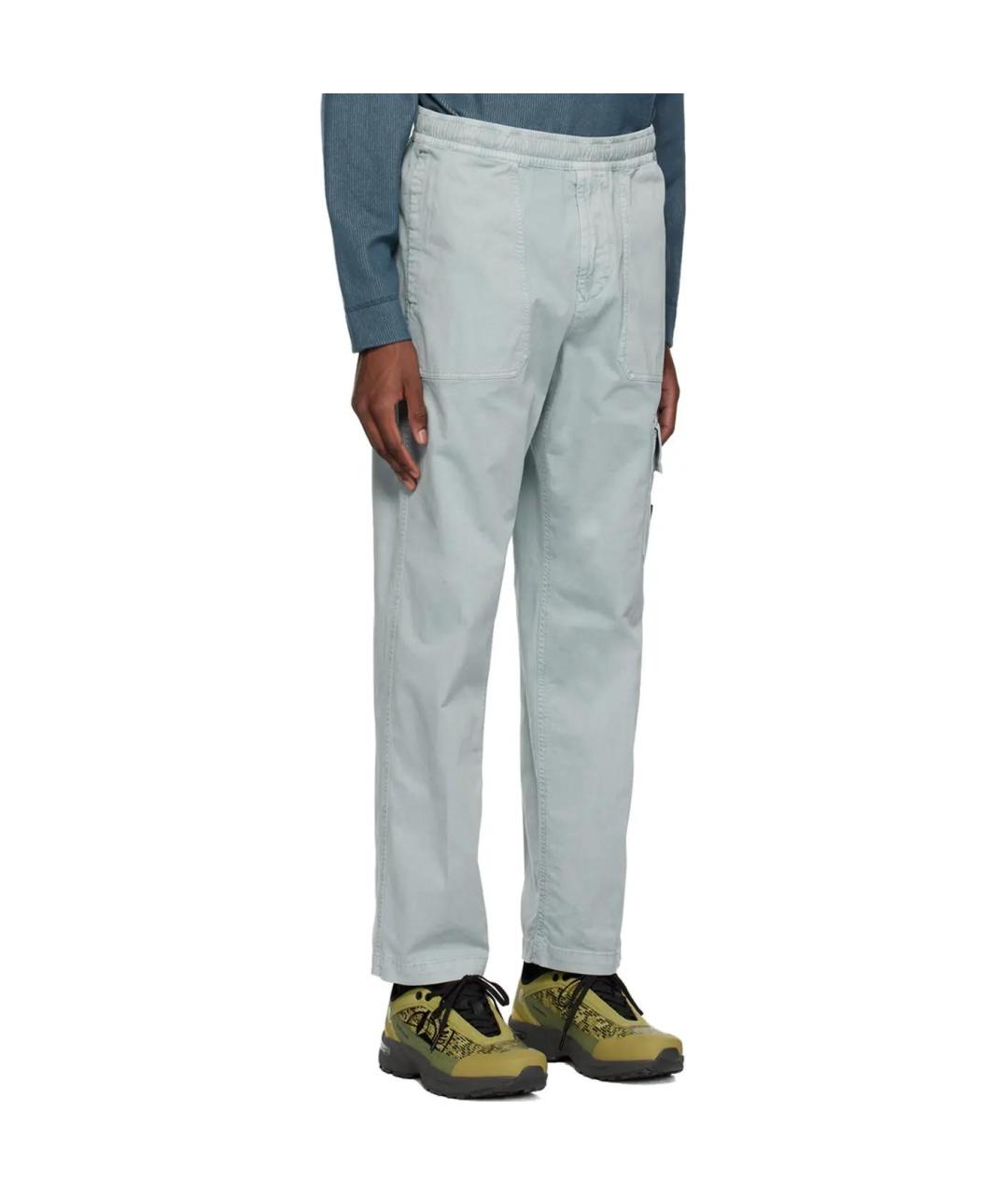STONE ISLAND Голубые прямые брюки, фото 4