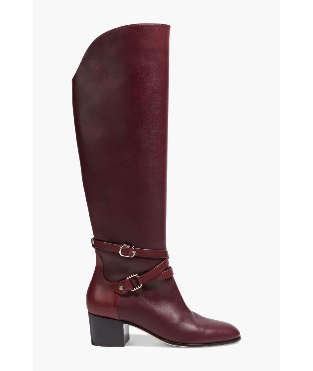 JIMMY CHOO Бордовые кожаные сапоги, фото 9
