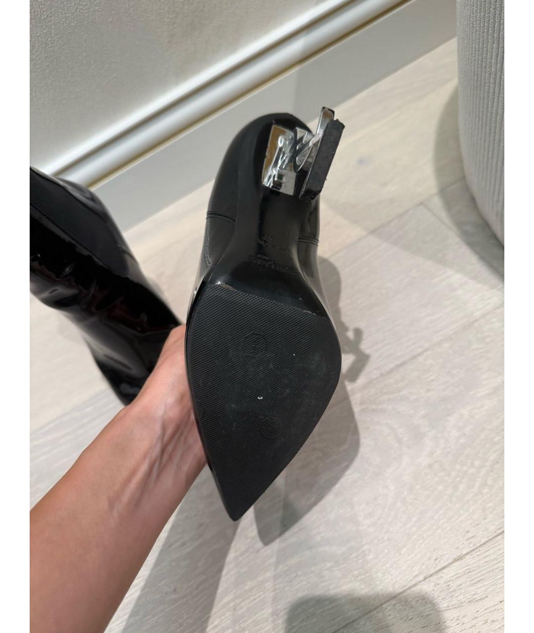 SAINT LAURENT Черные кожаные полусапоги, фото 4