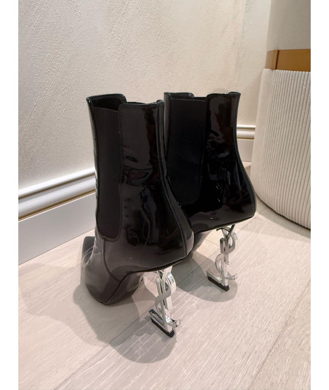 SAINT LAURENT Черные кожаные полусапоги, фото 3