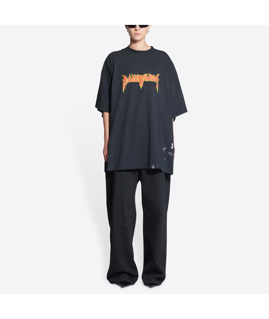 BALENCIAGA Черная хлопковая футболка, фото 3