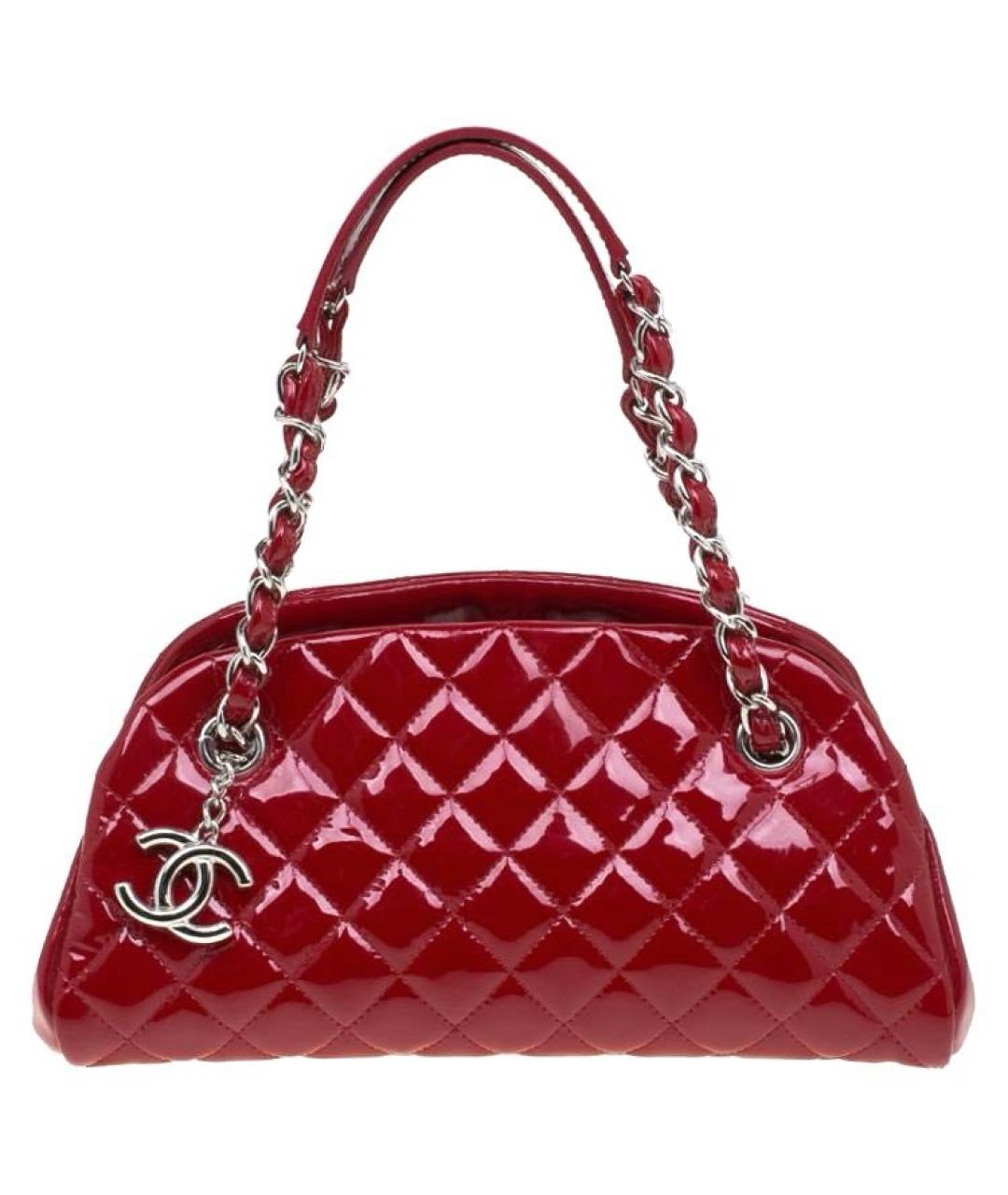 CHANEL Бордовая сумка через плечо из лакированной кожи, фото 7