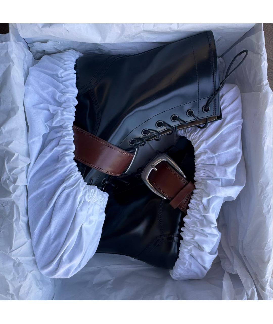 MAISON MARGIELA Черные кожаные ботинки, фото 3