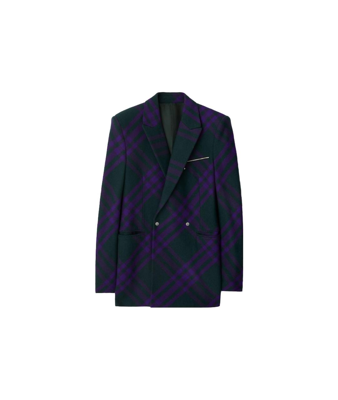 BURBERRY Фиолетовый шерстяной пиджак, фото 6