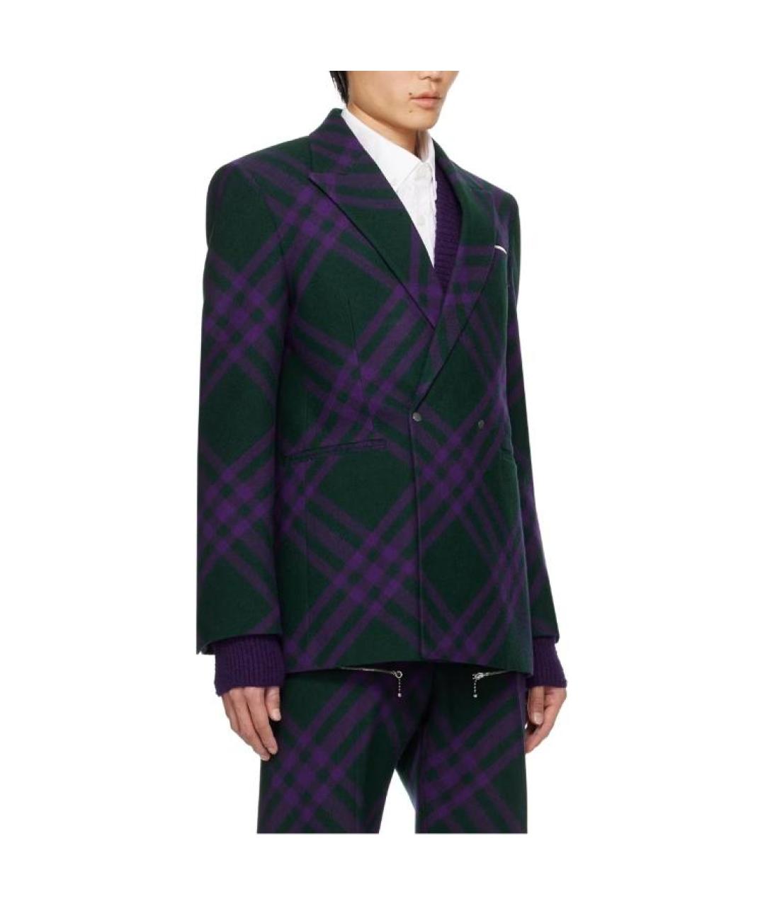 BURBERRY Фиолетовый шерстяной пиджак, фото 2