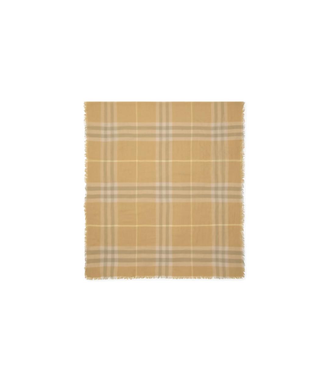 BURBERRY Желтый шерстяной шарф, фото 1