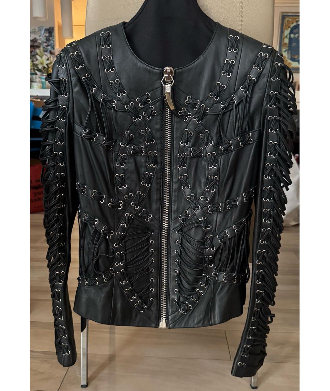 PHILIPP PLEIN Черная кожаная куртка, фото 8