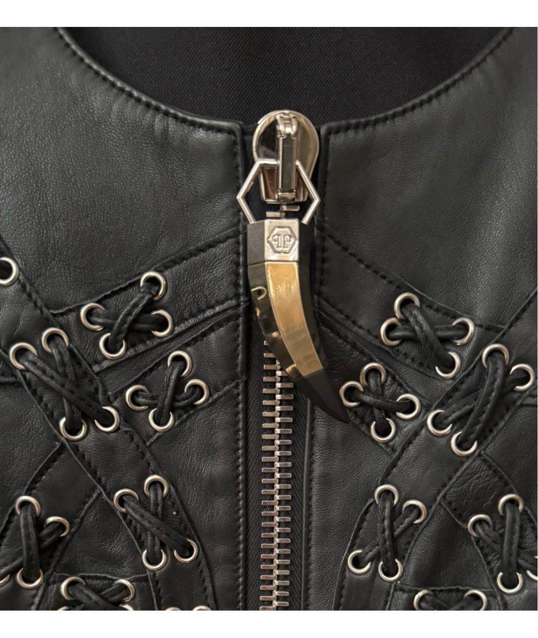 PHILIPP PLEIN Черная кожаная куртка, фото 4