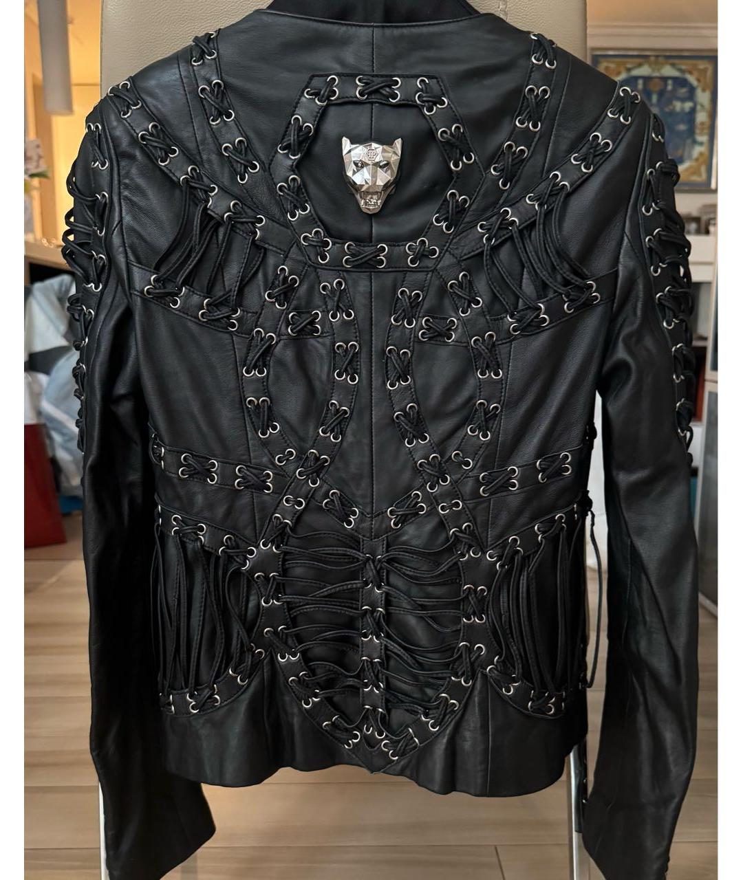 PHILIPP PLEIN Черная кожаная куртка, фото 2