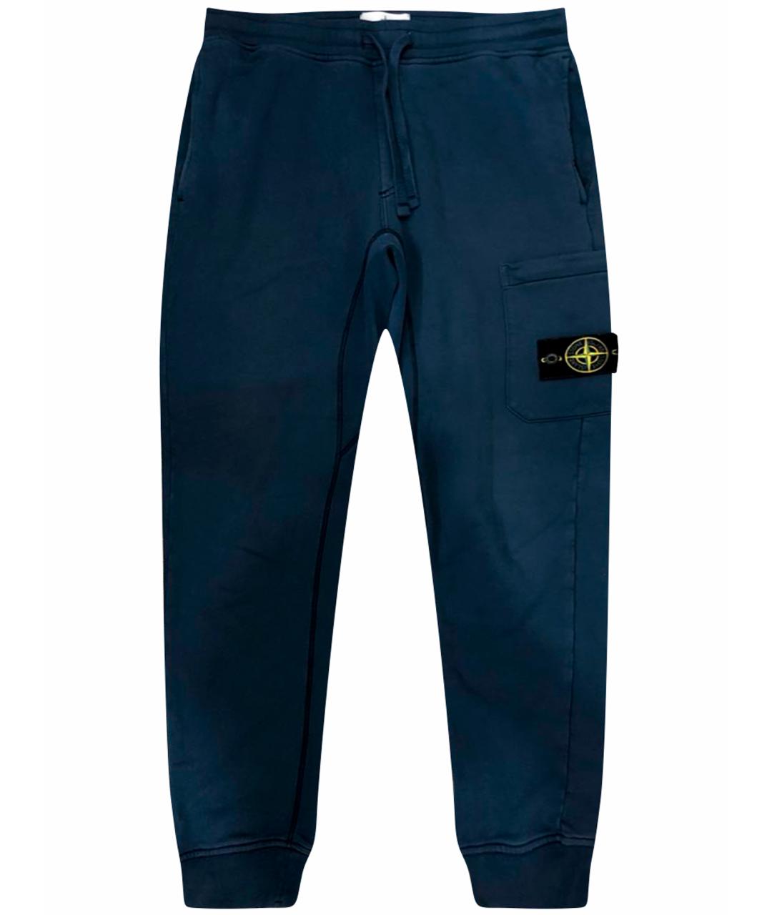 STONE ISLAND Темно-синие хлопковые повседневные брюки, фото 1