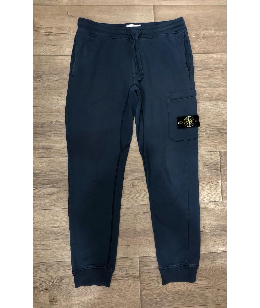 STONE ISLAND Темно-синие хлопковые повседневные брюки, фото 8