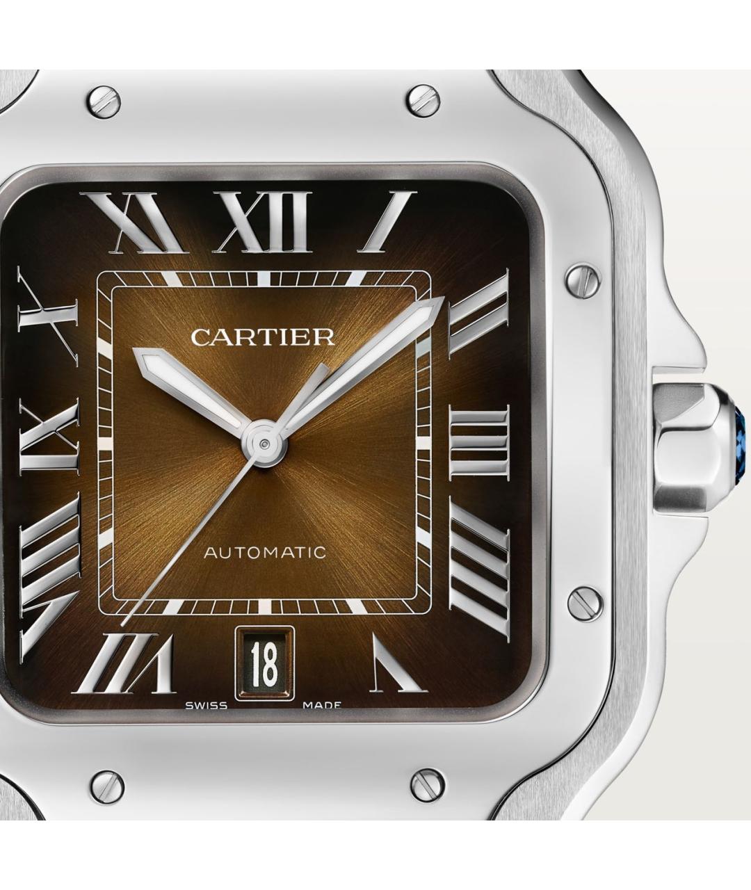 CARTIER Коричневые металлические часы, фото 7