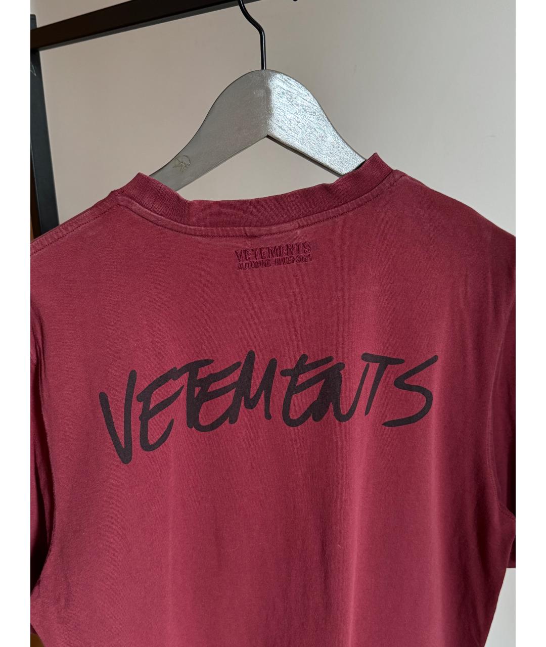 VETEMENTS Бордовая хлопковая футболка, фото 6