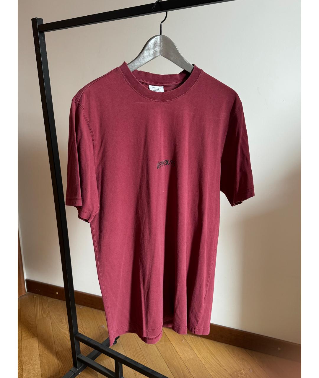 VETEMENTS Бордовая хлопковая футболка, фото 2
