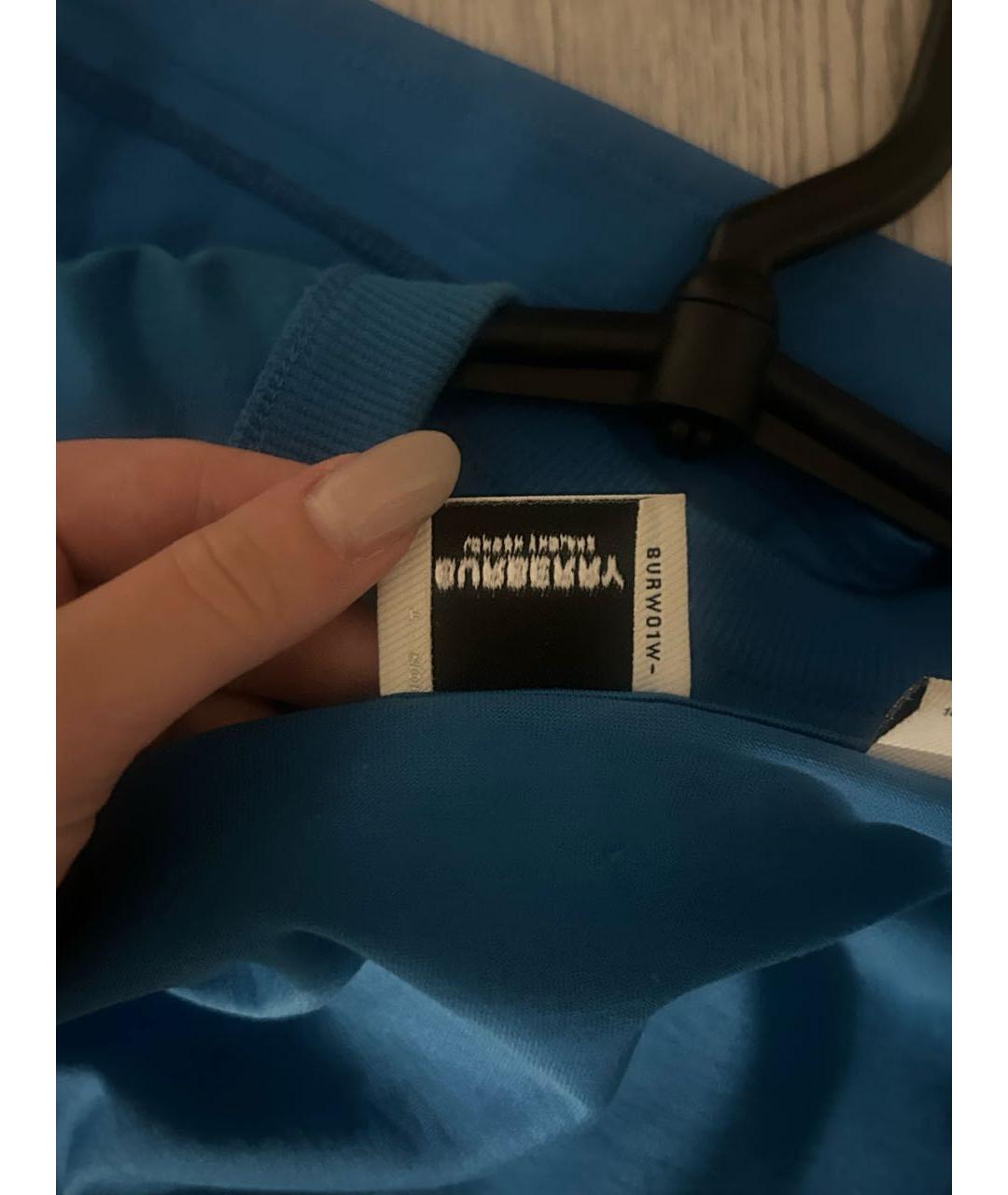 BURBERRY Синяя хлопко-эластановая футболка, фото 4