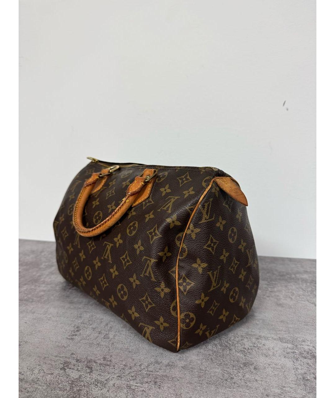 LOUIS VUITTON Коричневая кожаная сумка с короткими ручками, фото 2