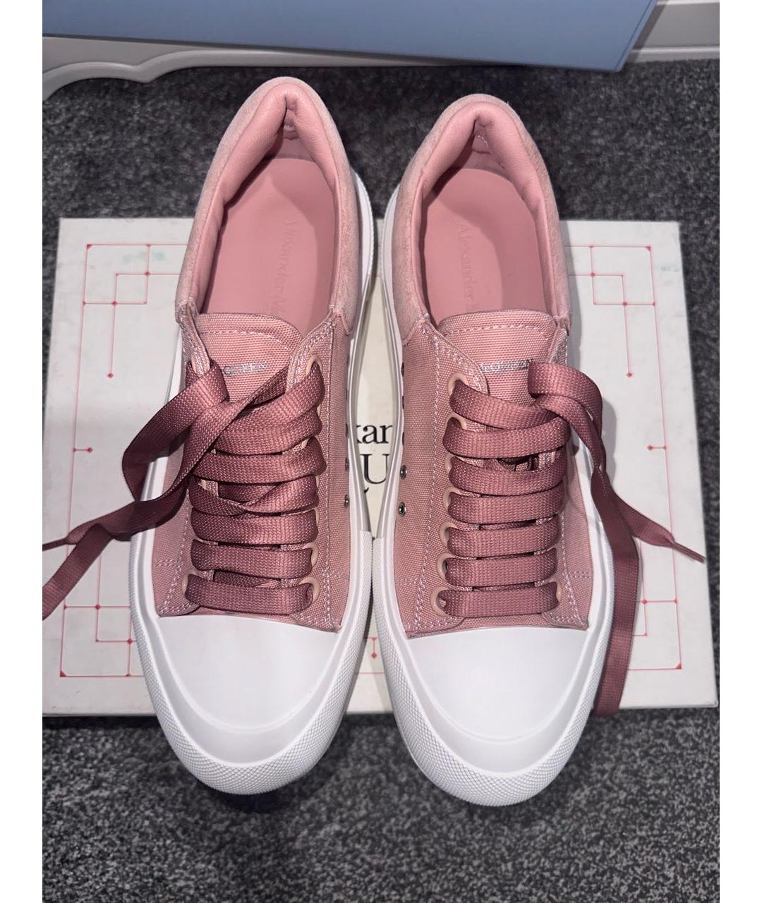 ALEXANDER MCQUEEN Розовые текстильные кеды, фото 3
