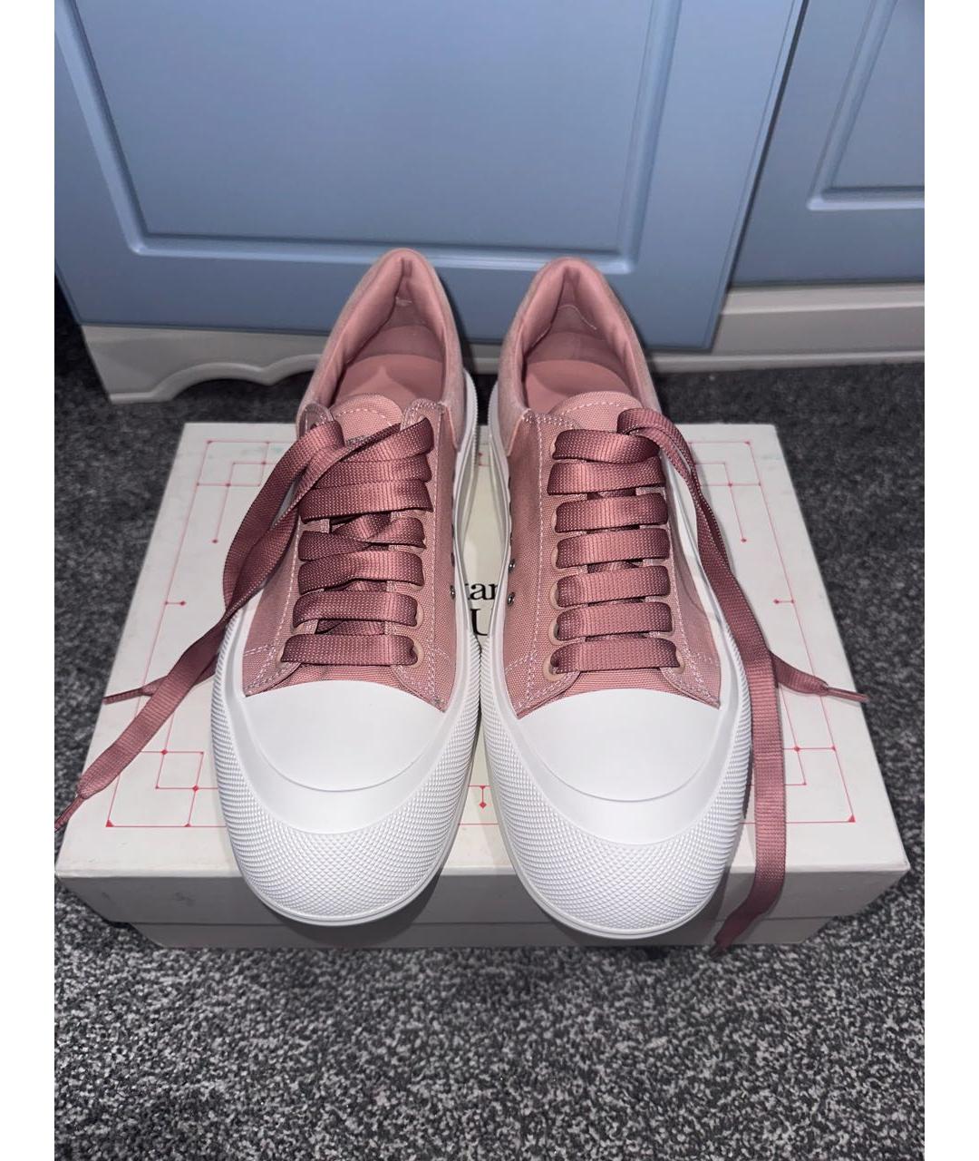 ALEXANDER MCQUEEN Розовые текстильные кеды, фото 2