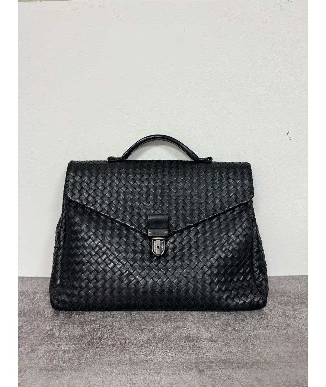 BOTTEGA VENETA Черный кожаный портфель, фото 9