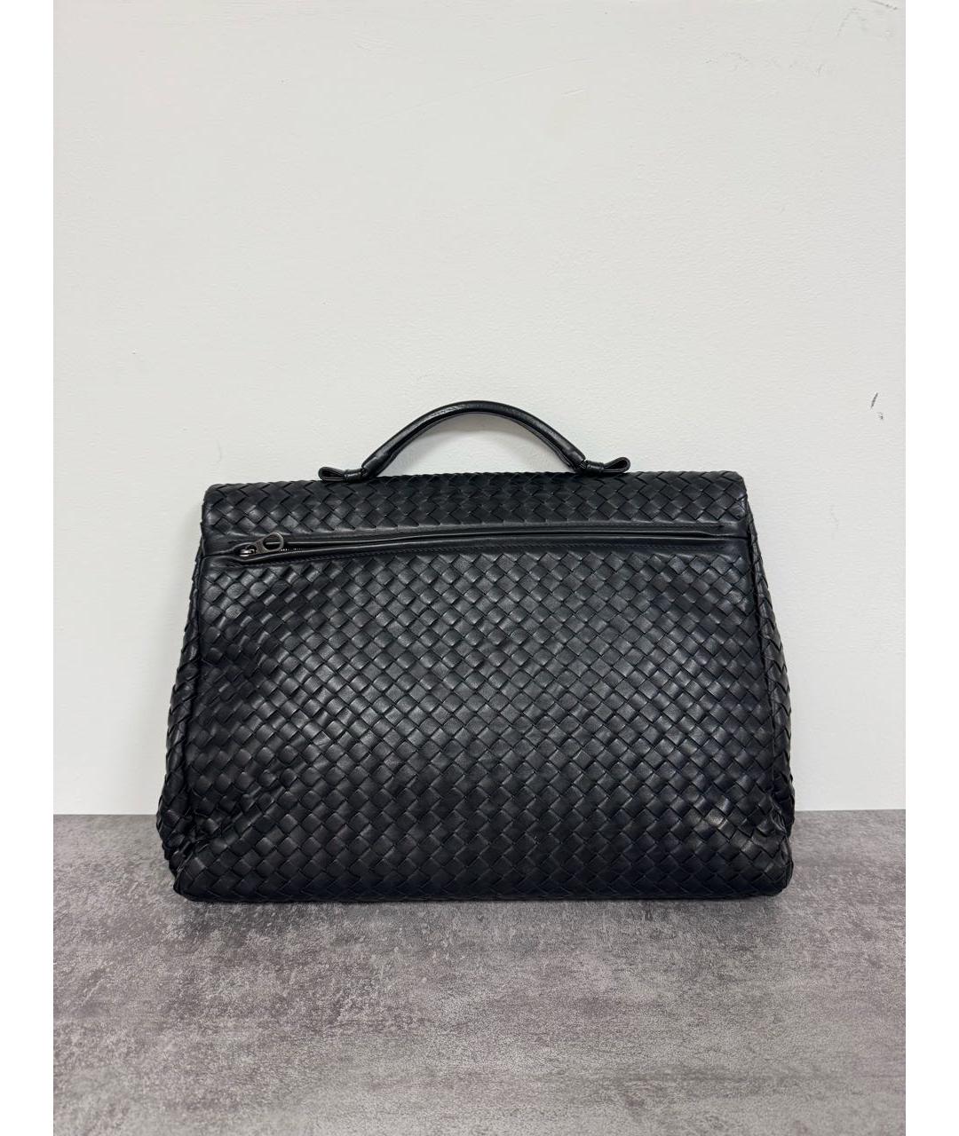 BOTTEGA VENETA Черный кожаный портфель, фото 2