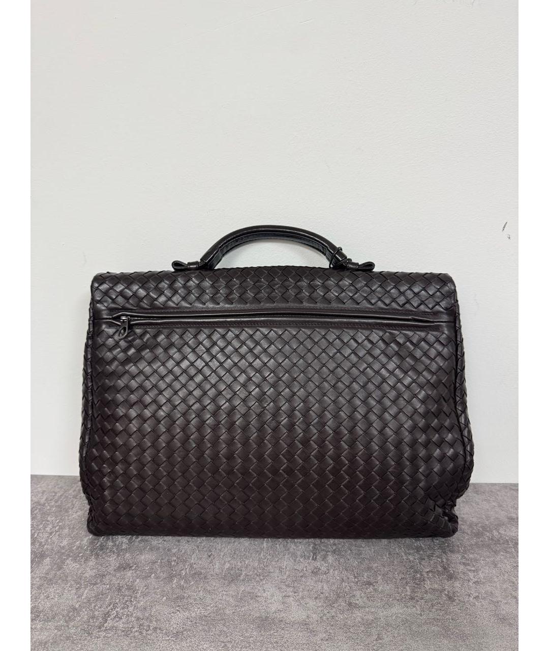 BOTTEGA VENETA Коричневый кожаный портфель, фото 3