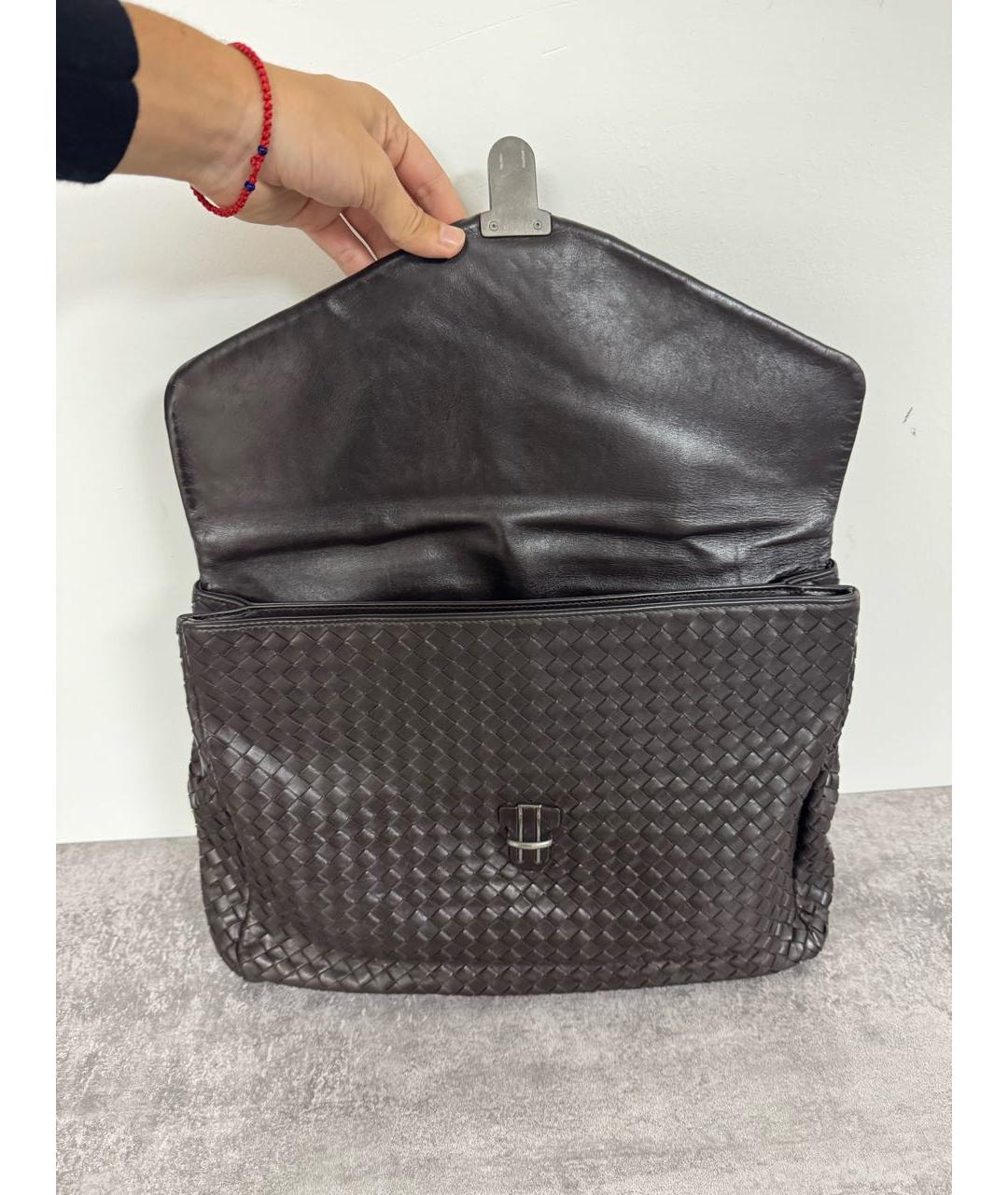BOTTEGA VENETA Коричневый кожаный портфель, фото 7