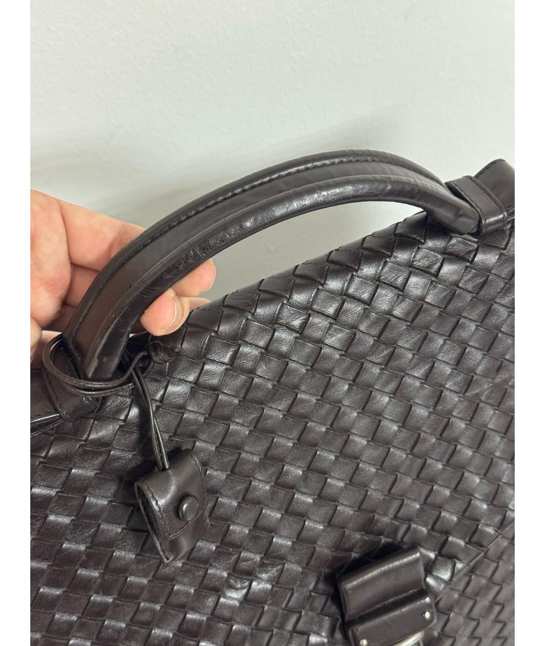 BOTTEGA VENETA Коричневый кожаный портфель, фото 6