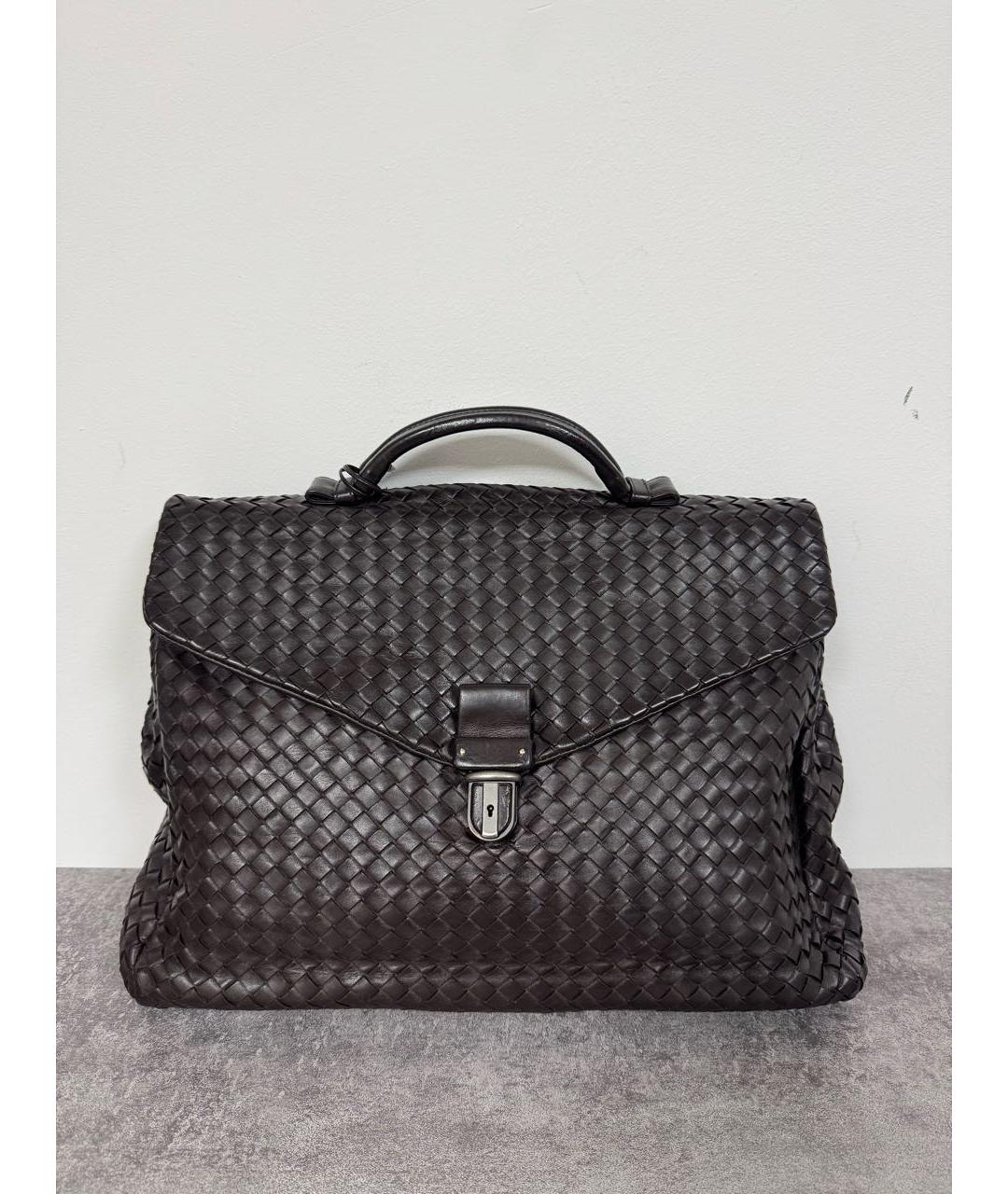 BOTTEGA VENETA Коричневый кожаный портфель, фото 9