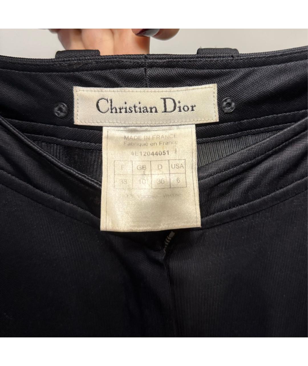CHRISTIAN DIOR Черные вискозные прямые брюки, фото 5