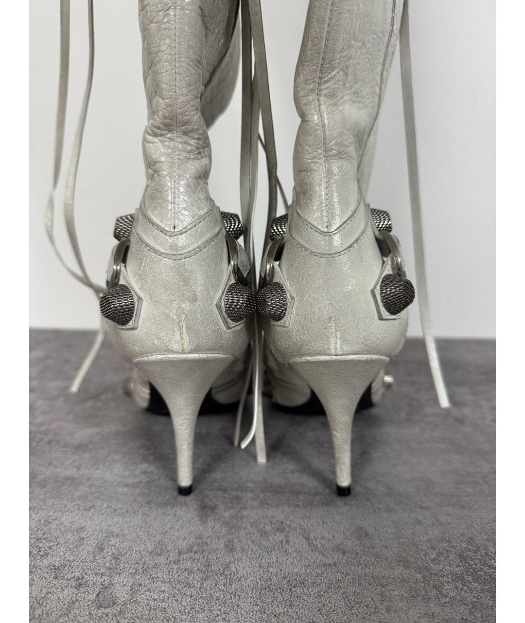 BALENCIAGA Серебряные кожаные сапоги, фото 3