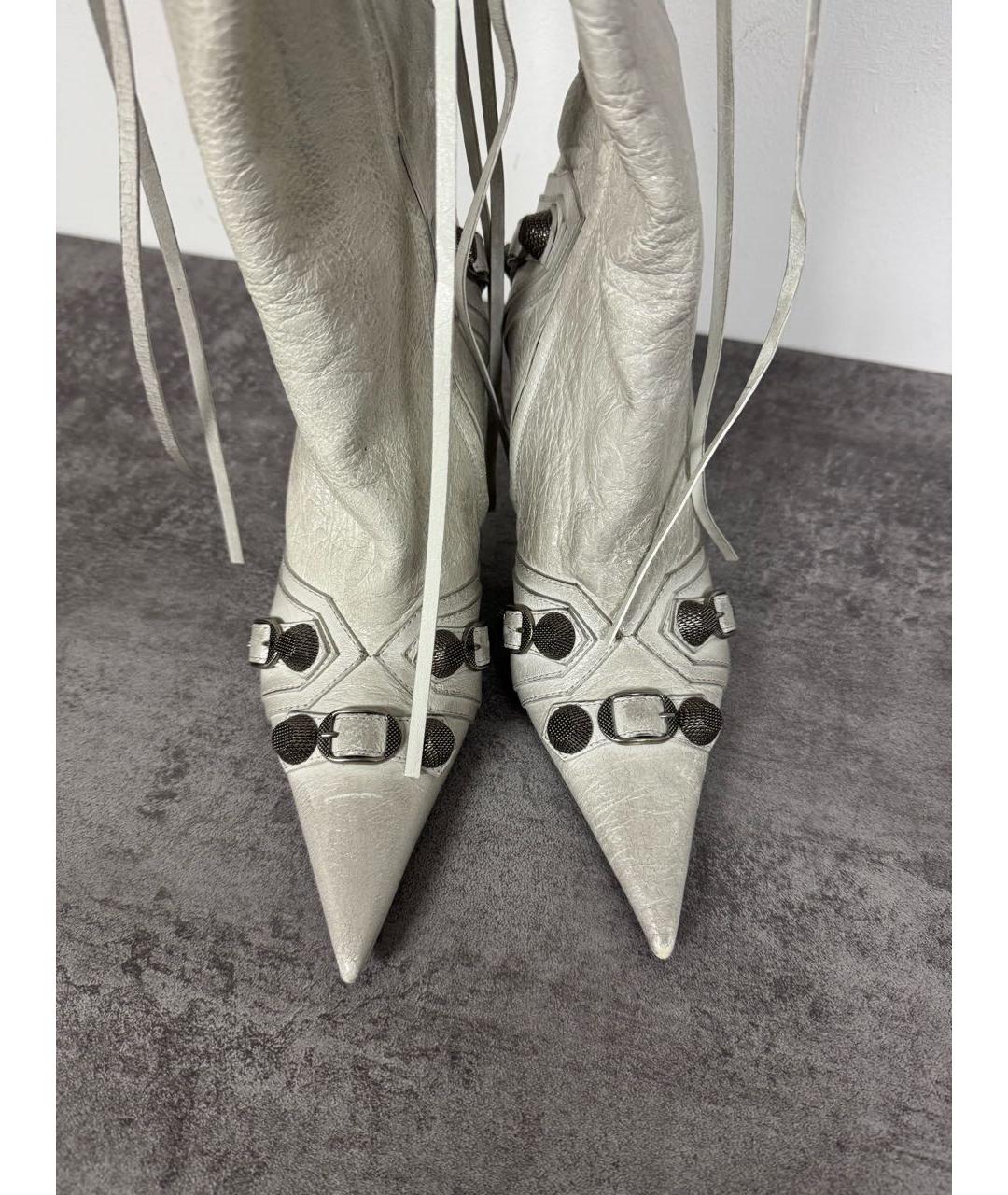 BALENCIAGA Серебряные кожаные сапоги, фото 4